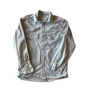 BDG Urban Outfitters M Faded Mint Green Heavy Duck Cotton Button Down Barn Shirt